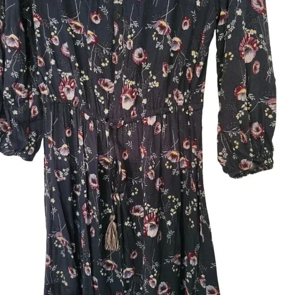 Knox Rose Women's Bishop Sleeve Floral Boho Ruffles Bohemian Transition Dress - Picture 4 of 9